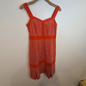 Tory Burch Berdine Orange/White Eyelet Dress, Sz 10